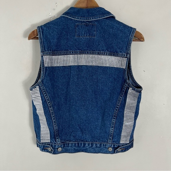 Vintage Lev’s Women’s Custom Jewelled Jean Jacket Vest Y2K 90’s Cotton Retro - Picture 2 of 9